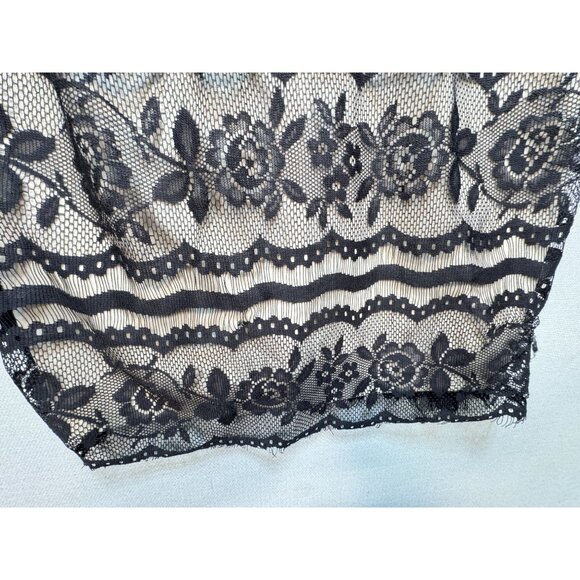 First Kiss Womens Bodycon Slip Dress Size L Black Floral Lace Sleeveless Y2K - Picture 7 of 14